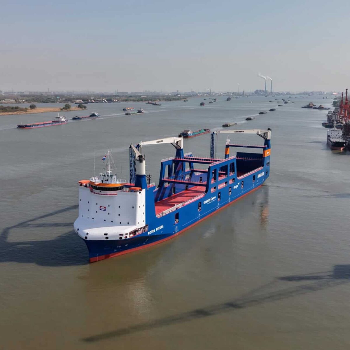 The launch of the Rotra Horizon at Zhenjiang Shipyards, Zhenjiang, Jiangsu, China