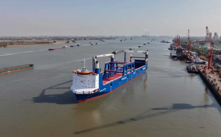 The launch of the Rotra Horizon at Zhenjiang Shipyards, Zhenjiang, Jiangsu, China