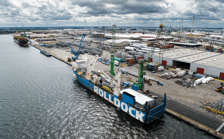 Discharging operations at the Port of Antwerp, Belgium