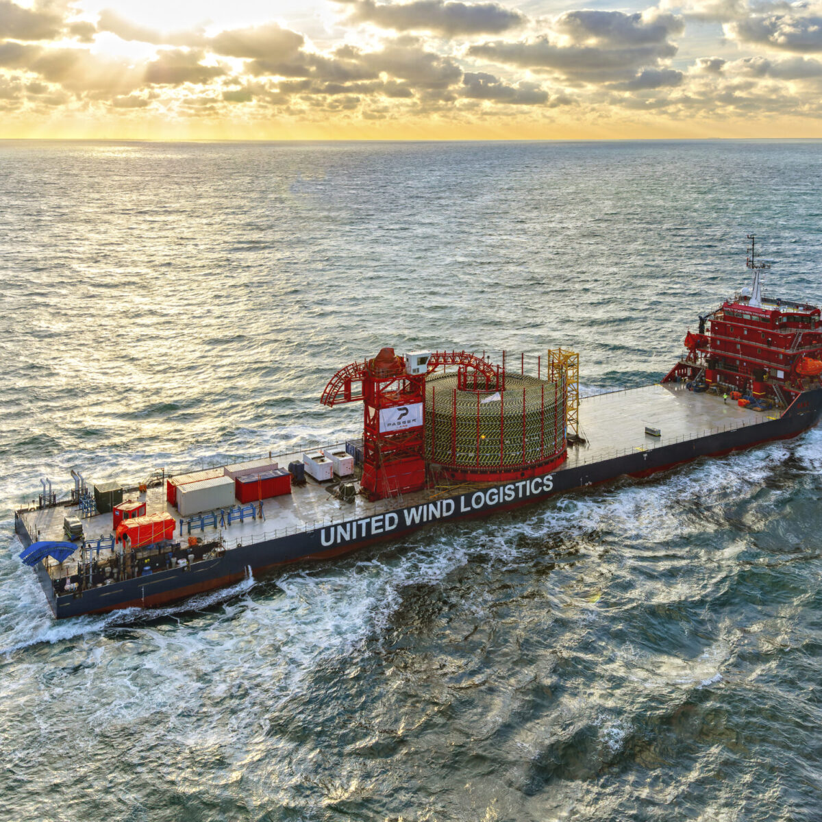 The deck carrier Vestvind departing for the project site in Heraklion, Greece