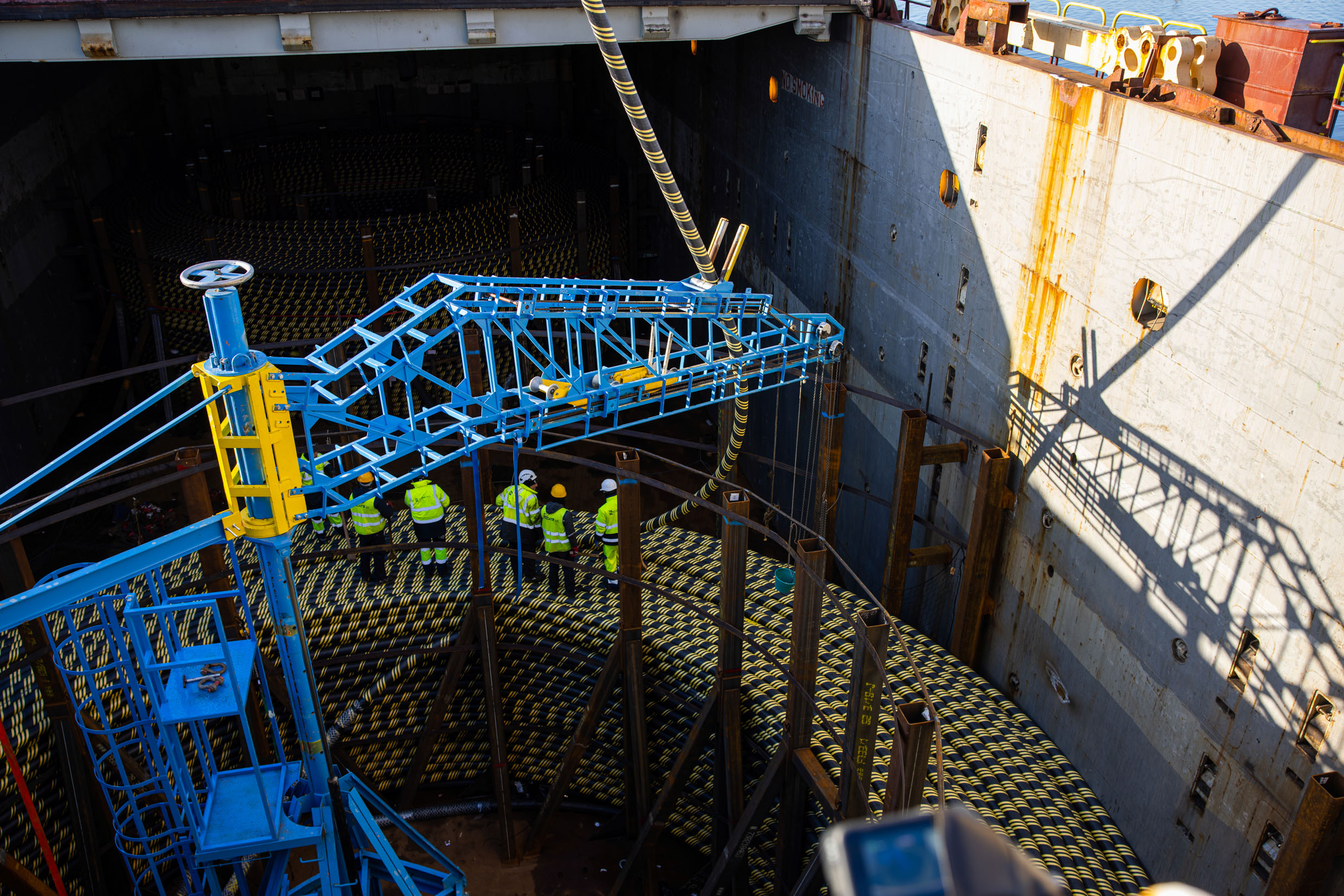Turkish Crossing Project, Cable spooling onto the custom designed tanks