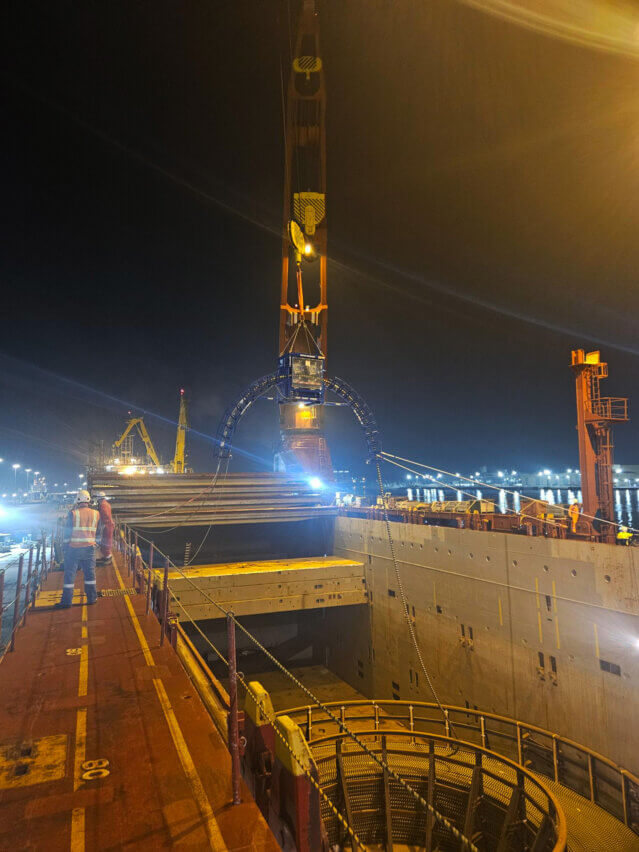 Cable unspooling operations at Abu Dhabi Port, UAE