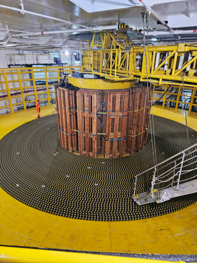 Cable unspooling operations at Abu Dhabi Port, UAE