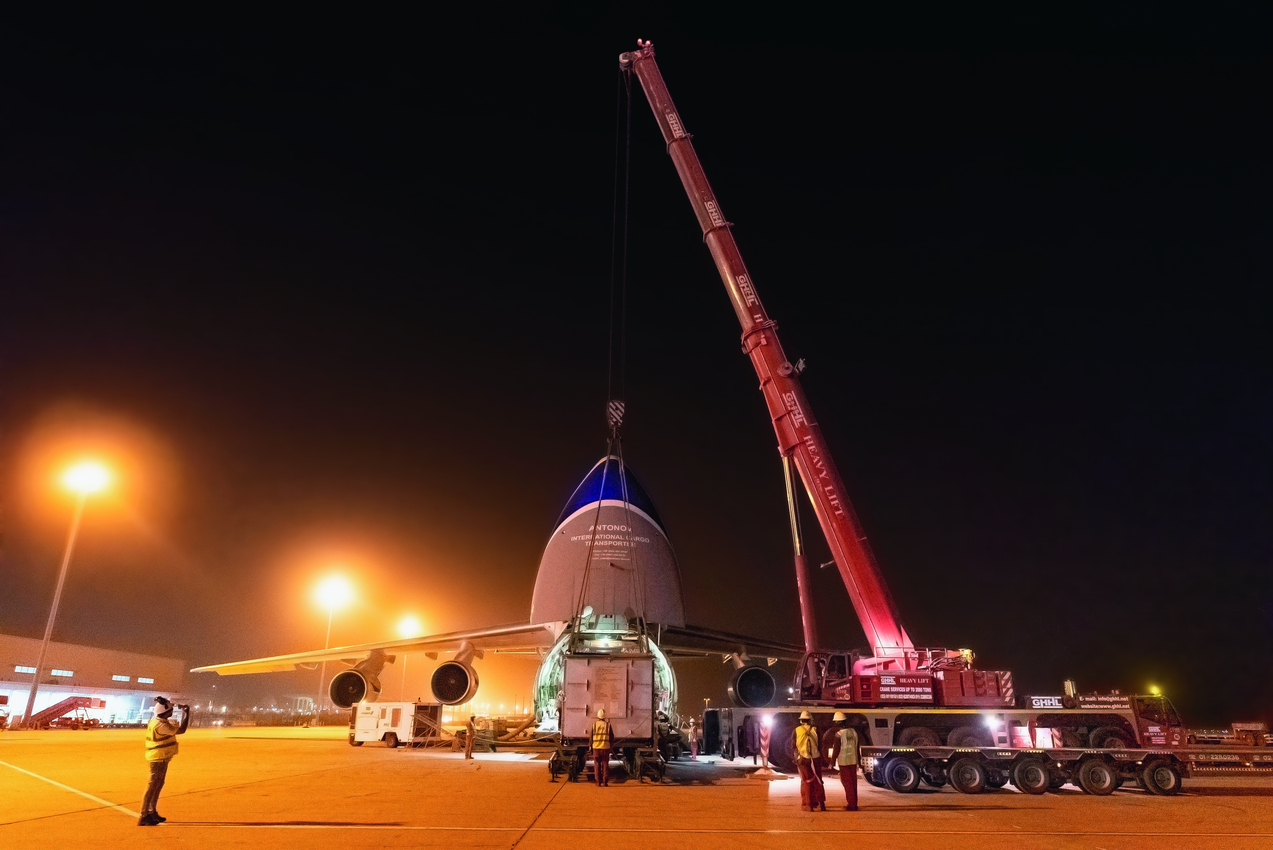 Three Urgent Air Charters from Italy to Saudi Arabia, Discharge operations at King Fahd International Airport, Saudi Arabia