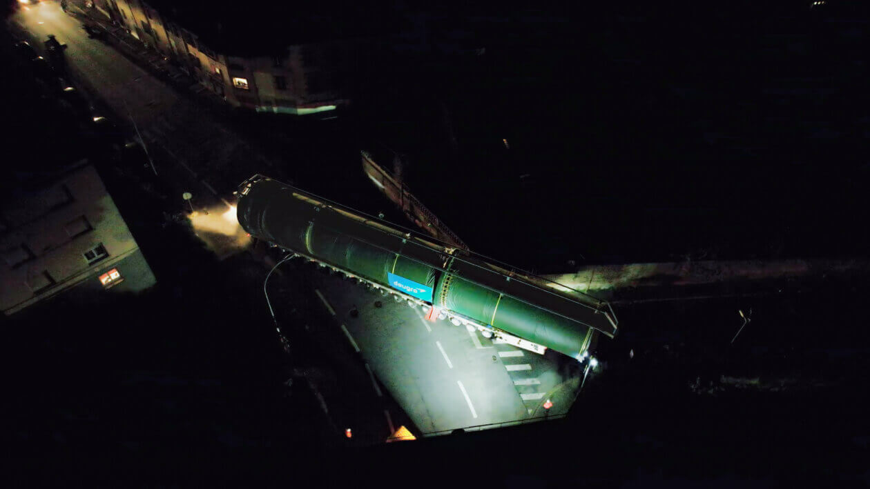 Golbey PM1 Project, Navigating the 32 m drum section through the Town of Lunéville with centimeter accuracy