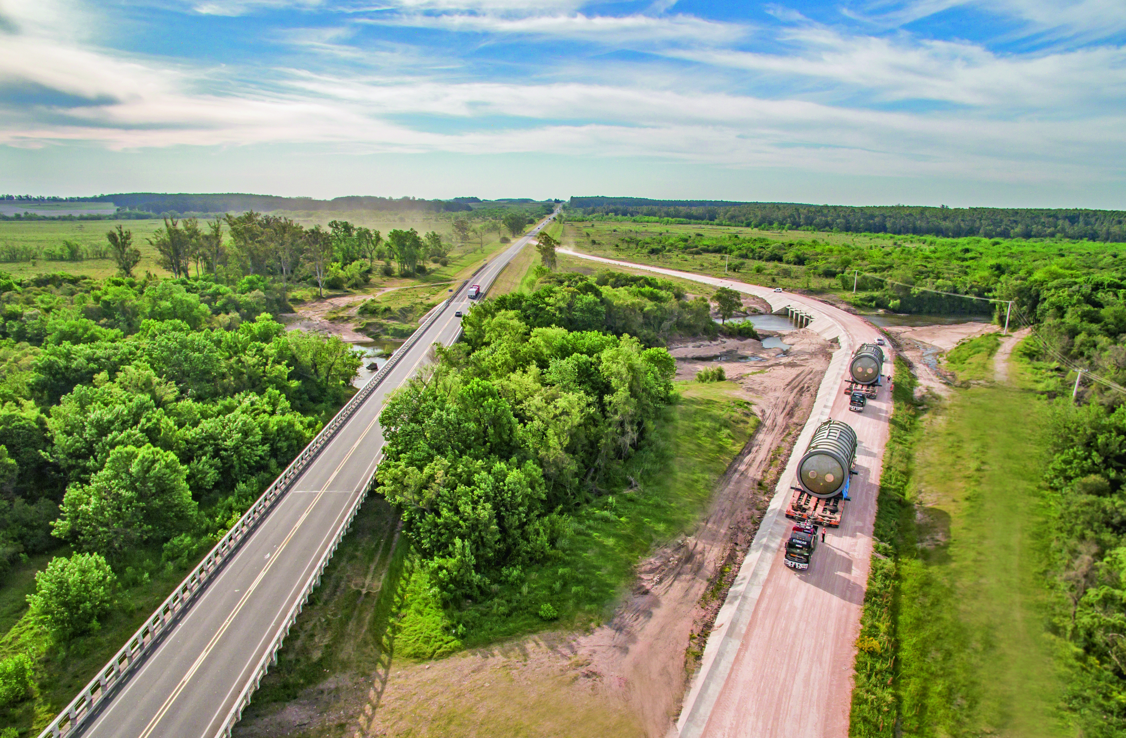 UPM Taurus Project, Extended infrastructure works for the 230 km road transport in central Uruguay, incl. the building of 28 bypasses